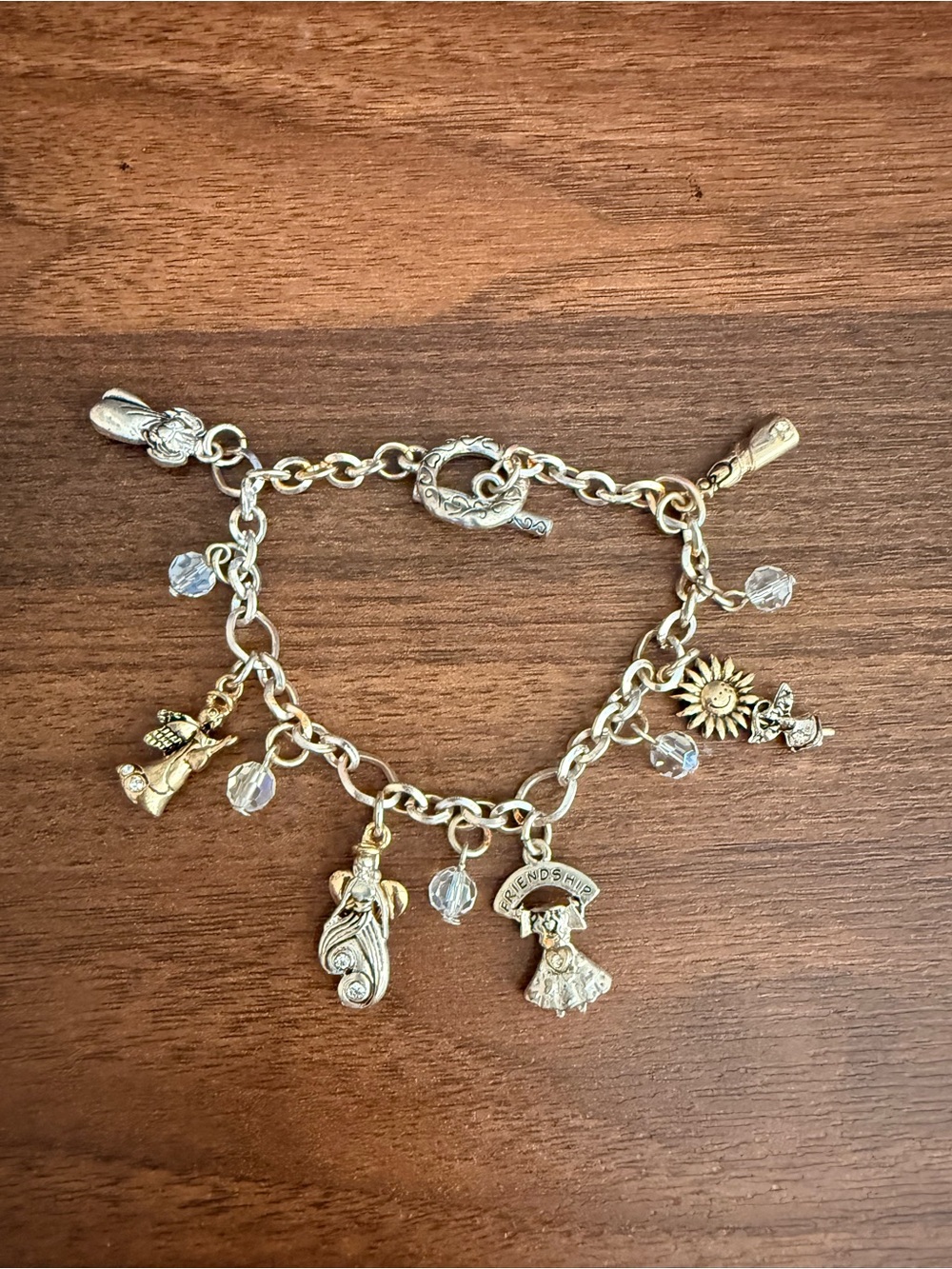 Gold-Tone Friendship Charm Bracelet with Sun & Figure Charms
